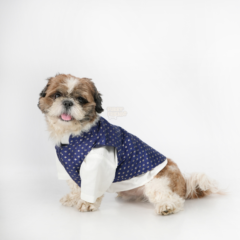 Silk blue koti and kurta set